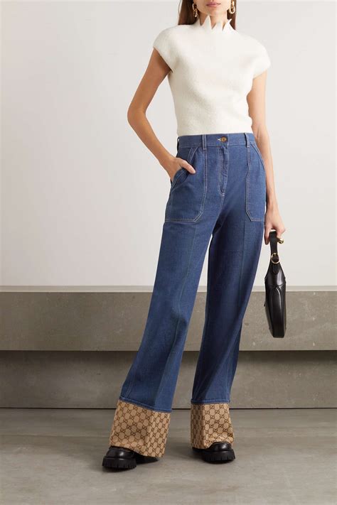 ciabatte gucci jeans|gucci wide leg jeans.